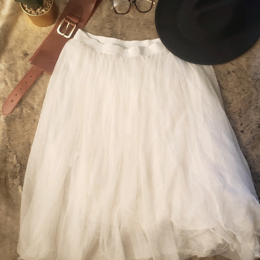 Long cream color full tule skirt